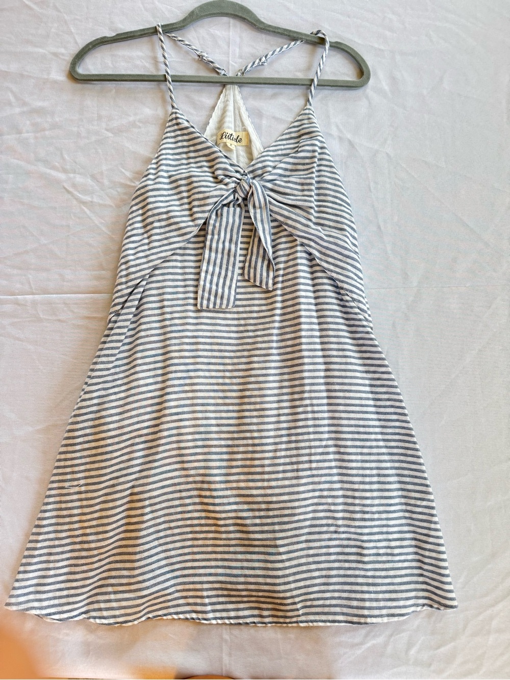Listicle Navy & White Striped Tie-Front Dress Fourth of July outfit junior